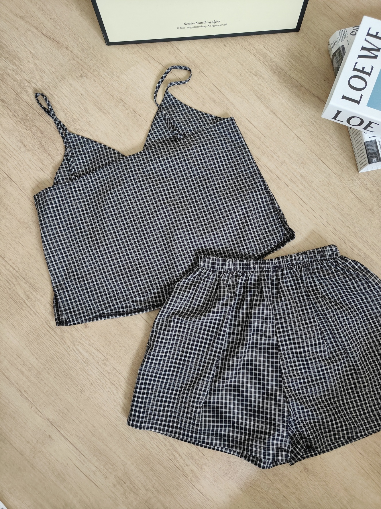 Chic Plaid Co-ord Set 格子吊带上衣短裤两件套*2 Colors