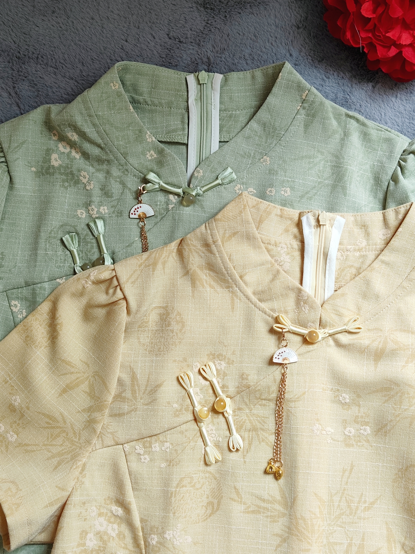 Qingzhu Huaying Modern Chinese A-Line Dress【清竹花影】新中式A字连身裙*长款*短款*3 Colors