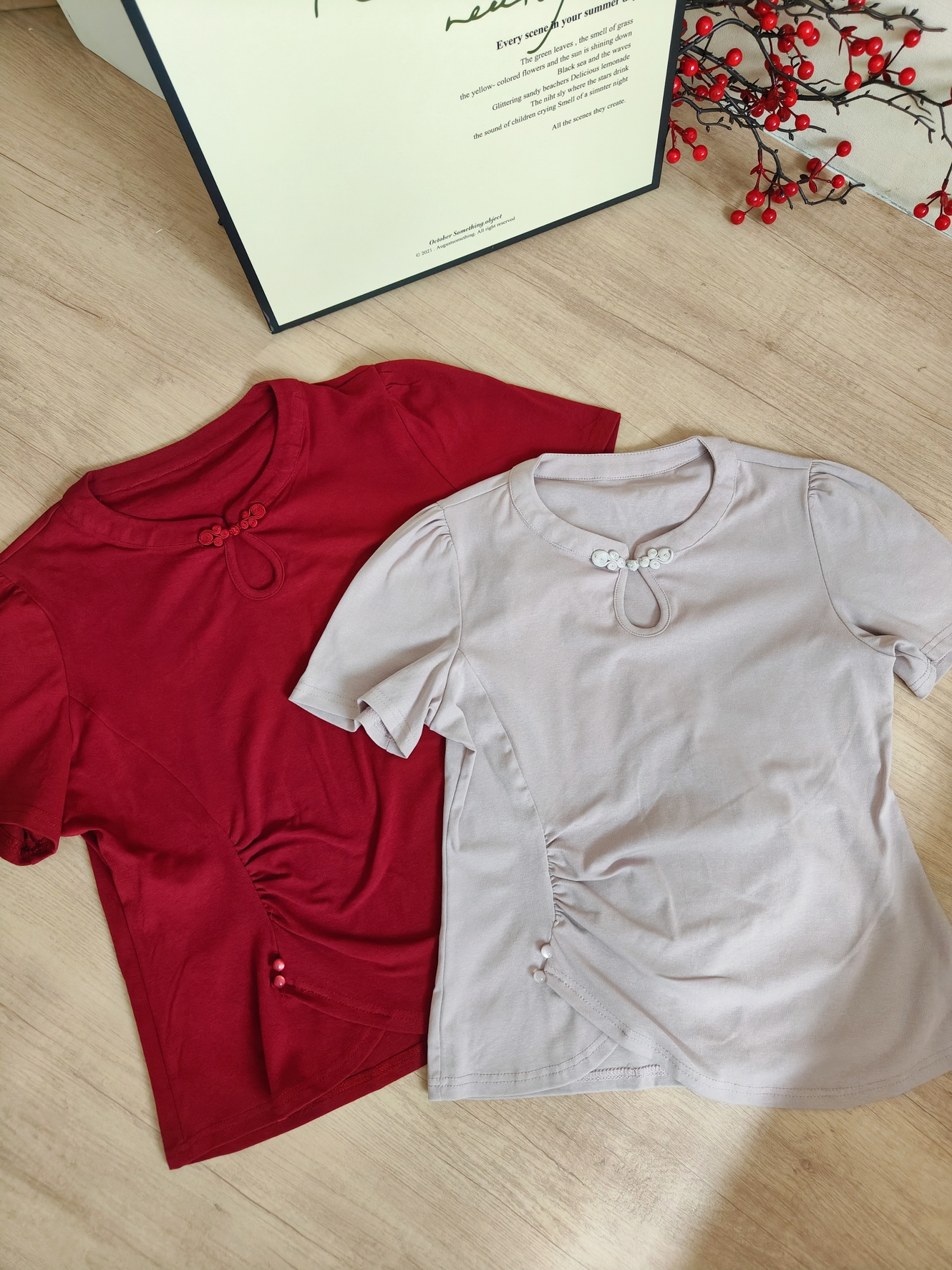 新中式镂空盘扣短袖T恤 New Chinese Style Cutout Tee*4 Colors