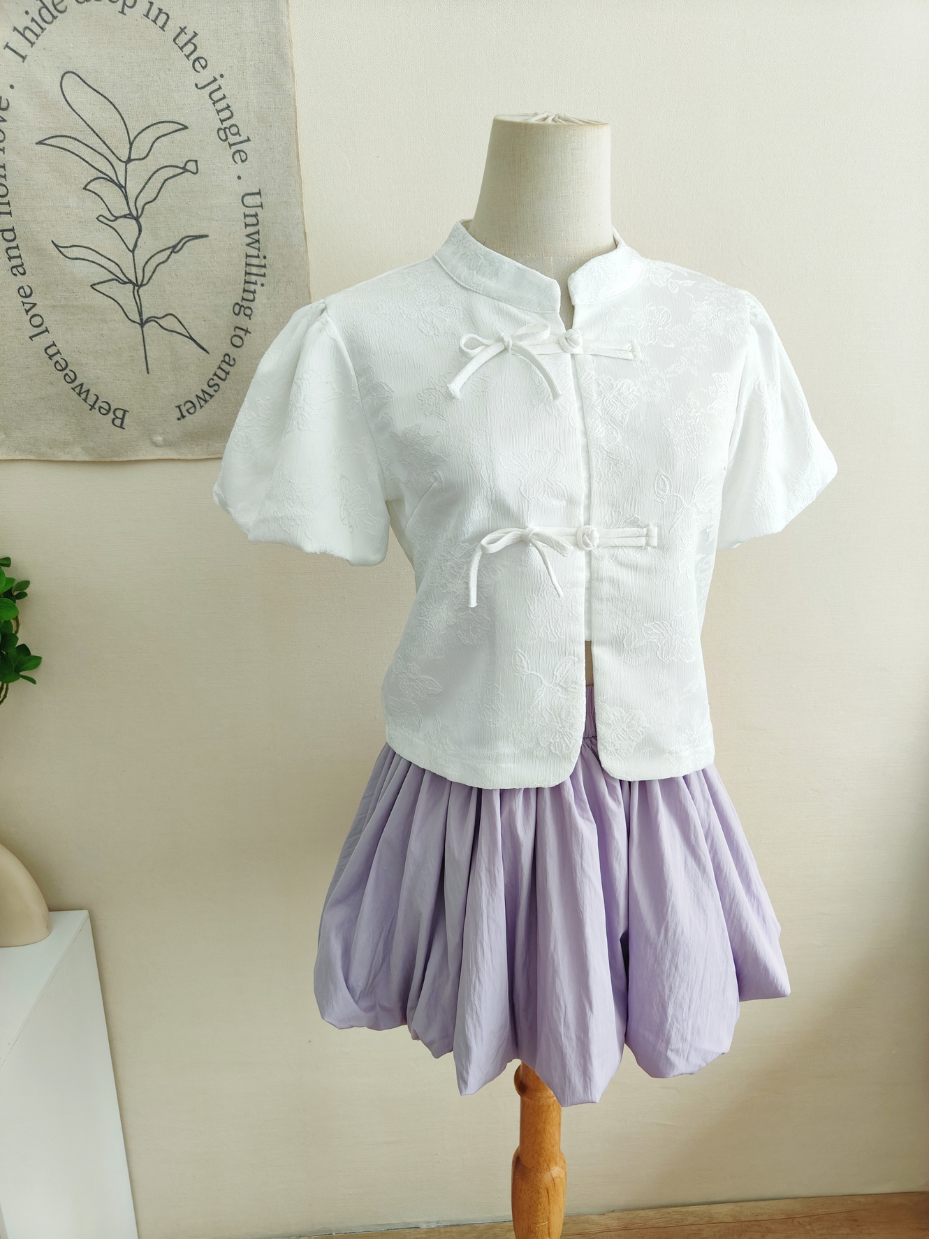 提花泡泡袖衬衫 Jacquard Puff Sleeve Top*5 Colors