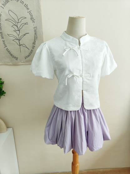 提花泡泡袖衬衫 Jacquard Puff Sleeve Top*5 Colors