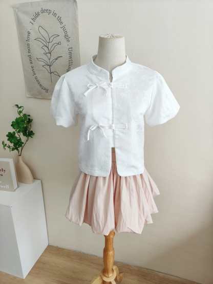 提花泡泡袖衬衫 Jacquard Puff Sleeve Top*5 Colors