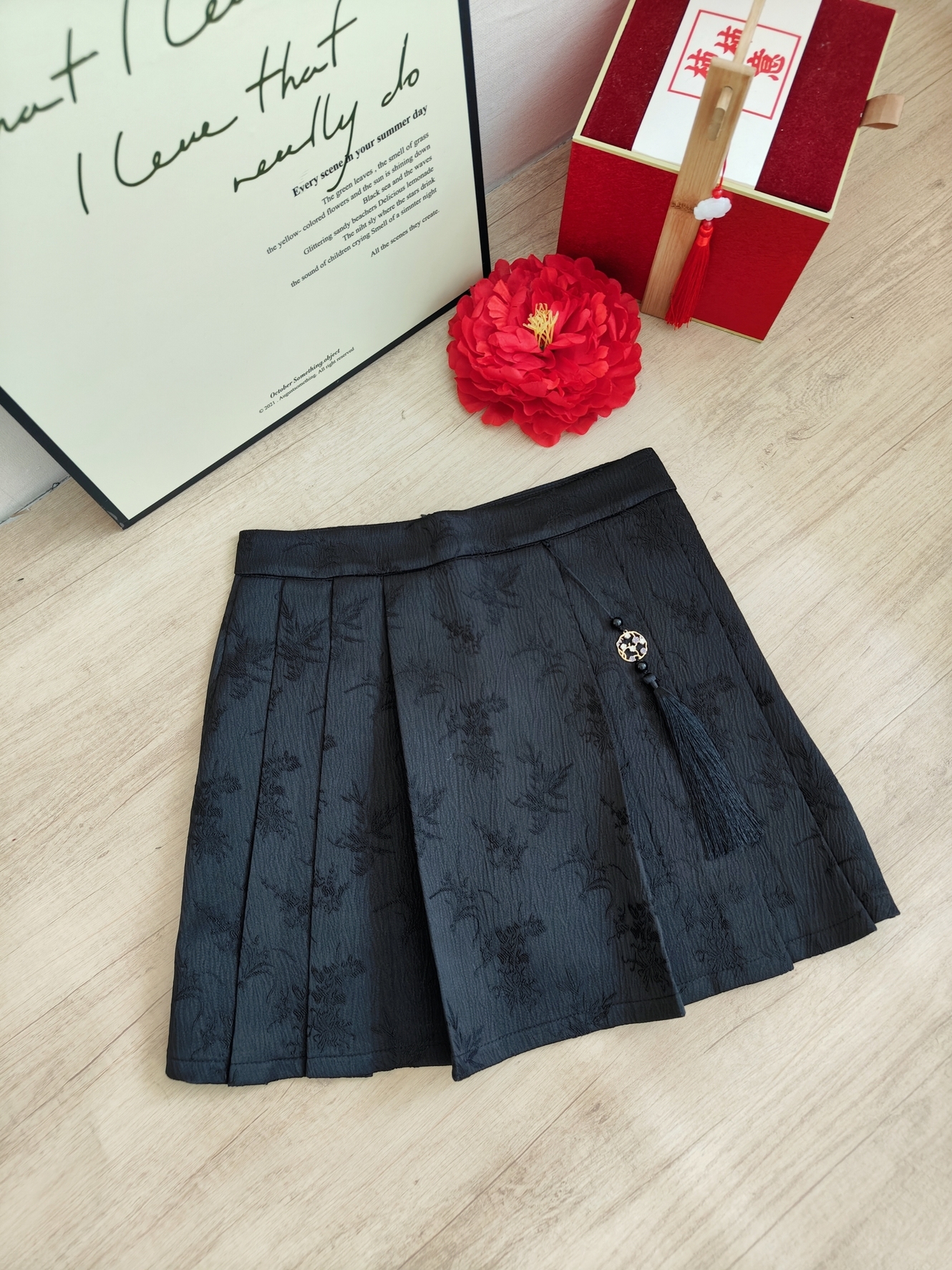 Sweet Jacquard Pleated Skirt 甜美提花百褶半身裙*2 Colors