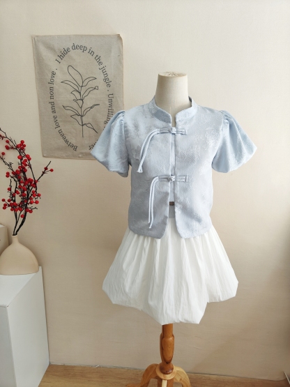 提花泡泡袖衬衫 Jacquard Puff Sleeve Top*5 Colors