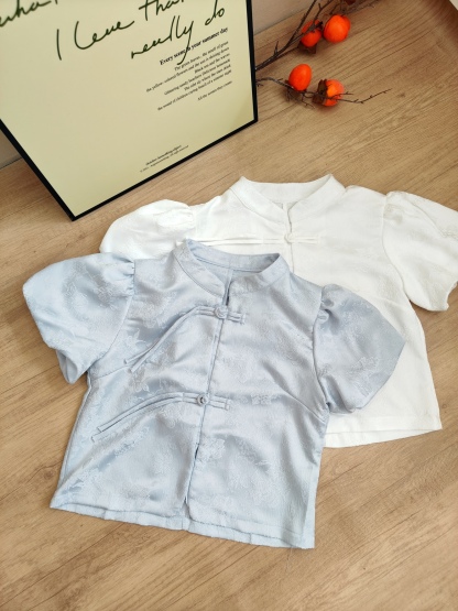 提花泡泡袖衬衫 Jacquard Puff Sleeve Top*5 Colors