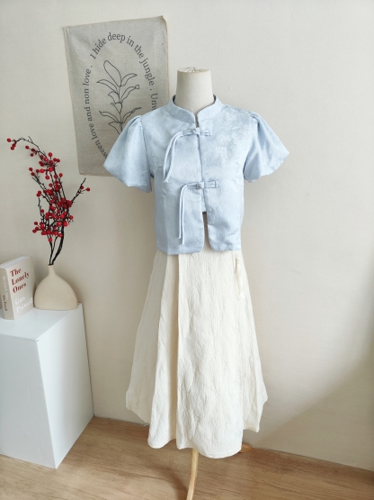 提花泡泡袖衬衫 Jacquard Puff Sleeve Top*5 Colors