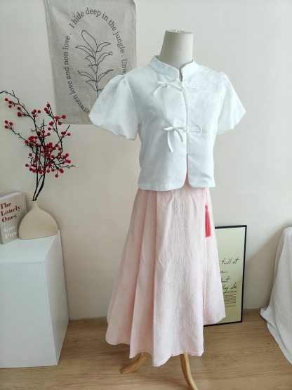 提花泡泡袖衬衫 Jacquard Puff Sleeve Top*5 Colors