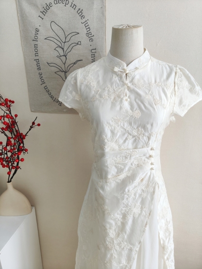 米色中式连衣裙 Beige Minimal Chinese Dress