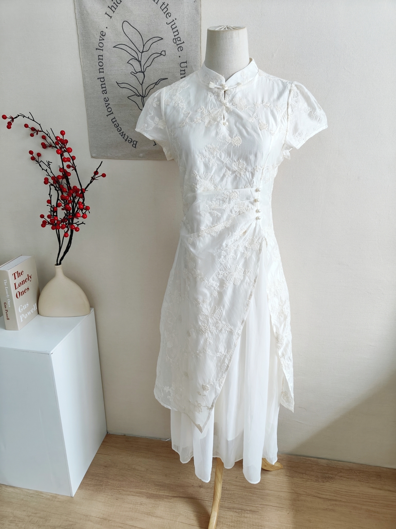 米色中式连衣裙 Beige Minimal Chinese Dress
