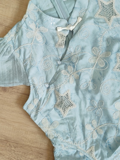 Starry Blue Faux Two-Piece Dress 蓝色星星假两件连衣裙 