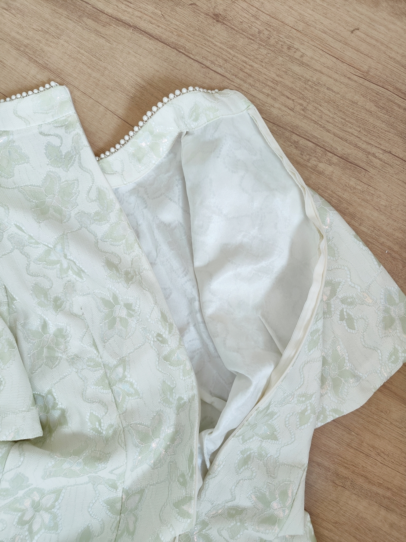 Green Floral Embossed Cheongsam 绿色提花旗袍连衣裙