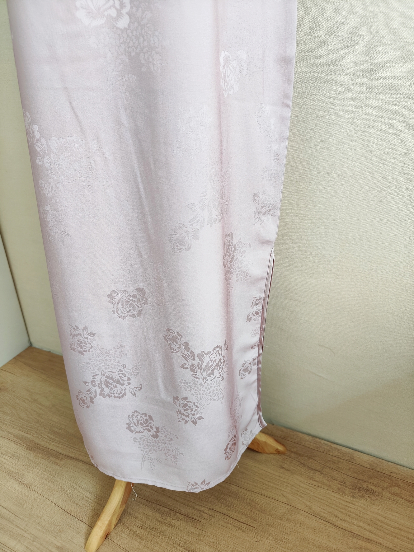 双襟粉紫色长款旗袍 Pink Lilac Long Cheongsam