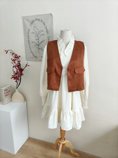 Boho Vacation Style Two-Piece Set 度假风马甲+连衣裙