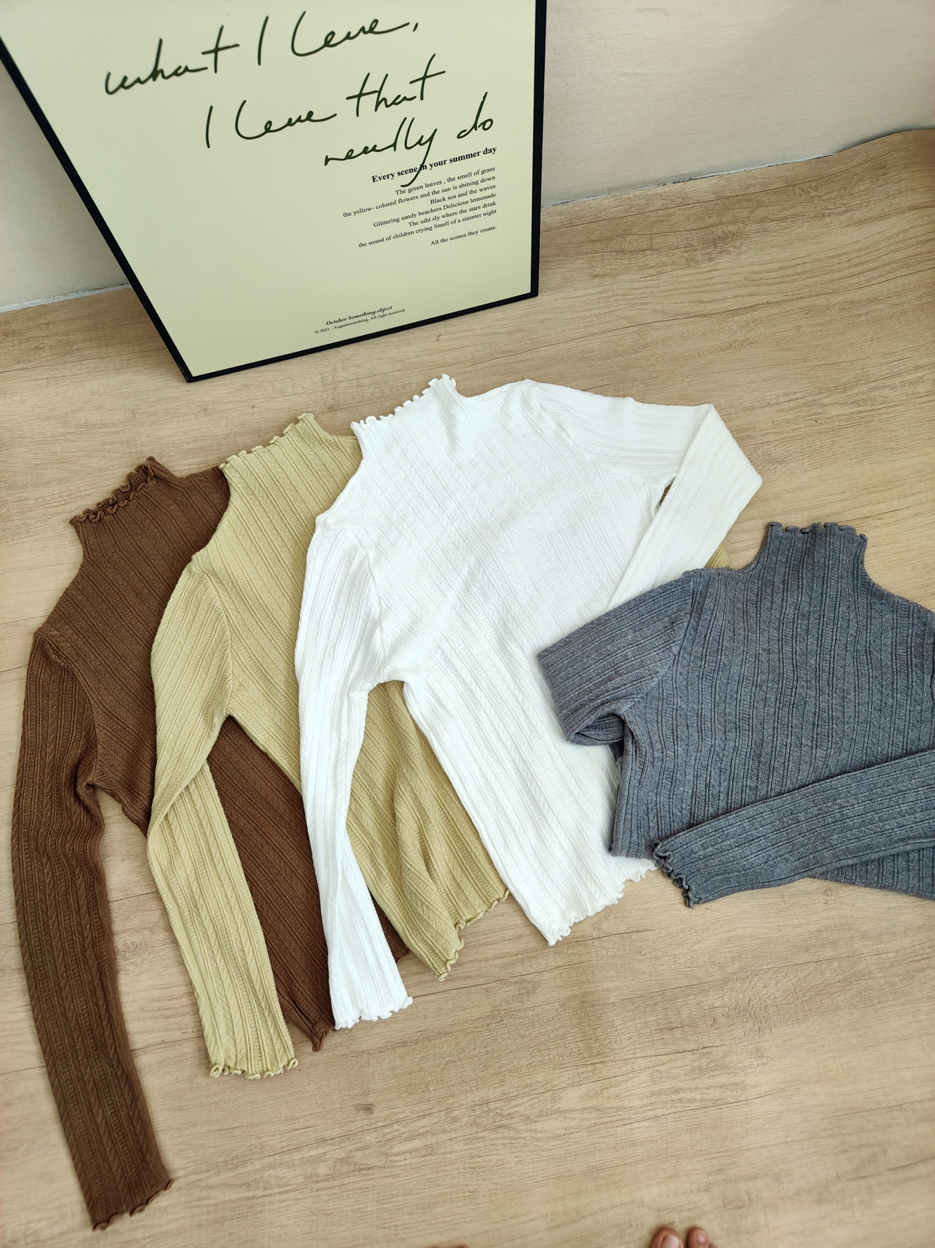Mock Neck Ruffle Trim Long Sleeve Top 半高领木耳边长袖上衣*11 Colors