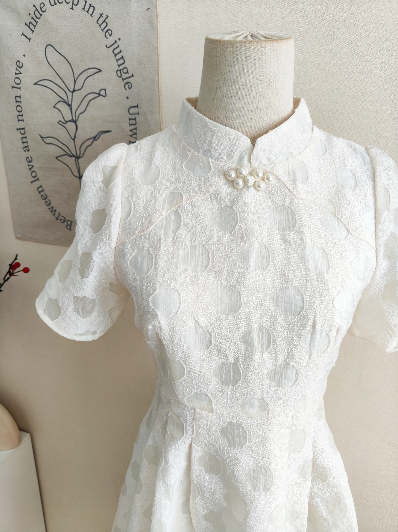 Classic Apricot Cheongsam Dress 杏色中式连衣裙