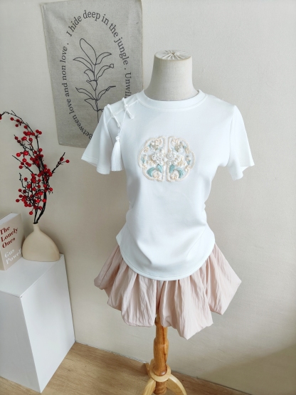 Embroidered Tassel Embroidered Tassel 刺绣流苏收腰T恤*2 Colors