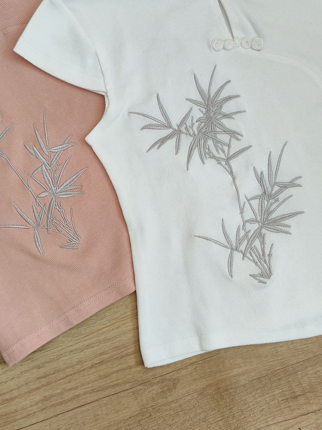 [套装] 刺绣中式上衣+百褶裙两件套 Chinese Knot Top & Pleated Skirt Set