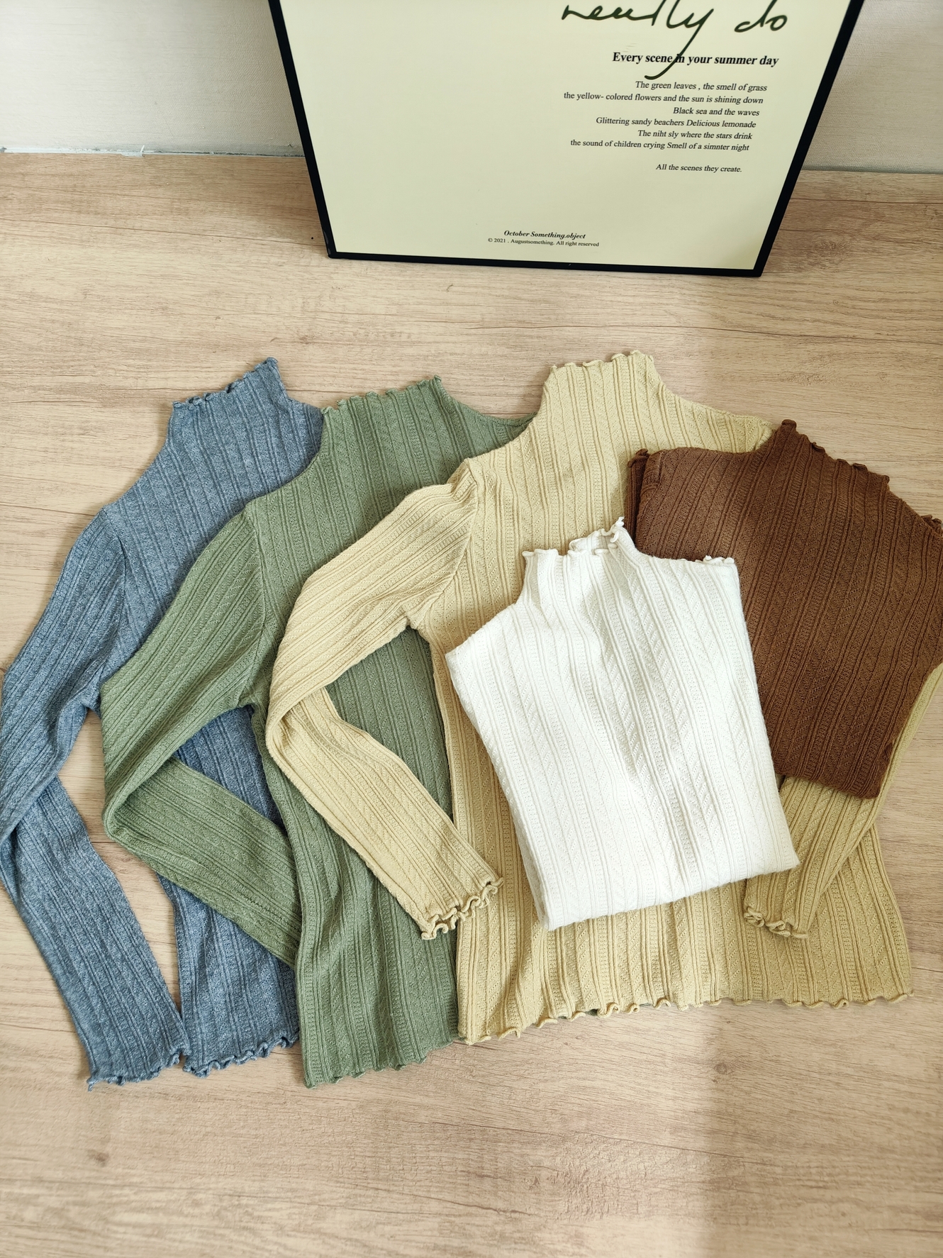 Mock Neck Ruffle Trim Long Sleeve Top 半高领木耳边长袖上衣*11 Colors