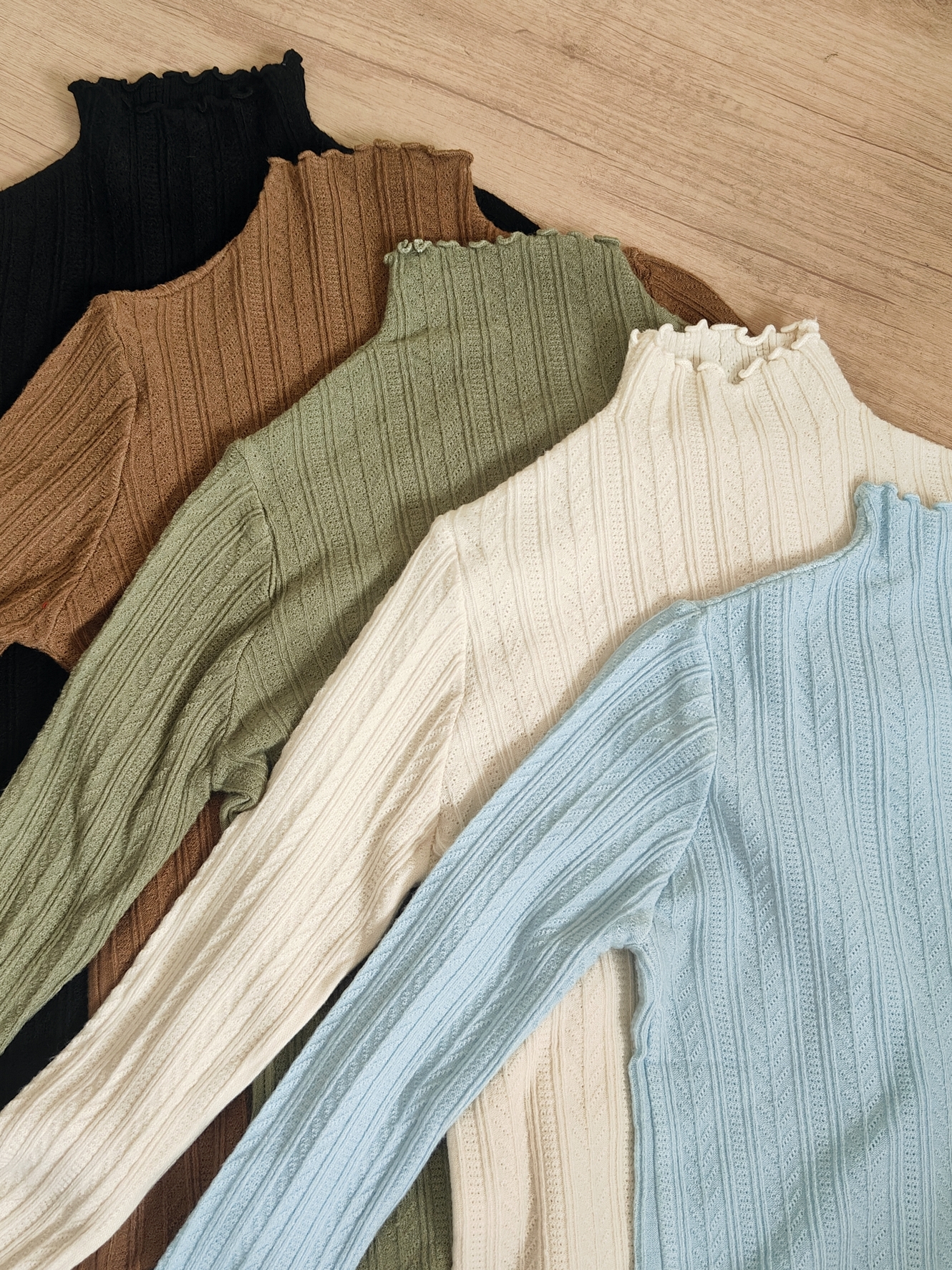 Mock Neck Ruffle Trim Long Sleeve Top 半高领木耳边长袖上衣*11 Colors