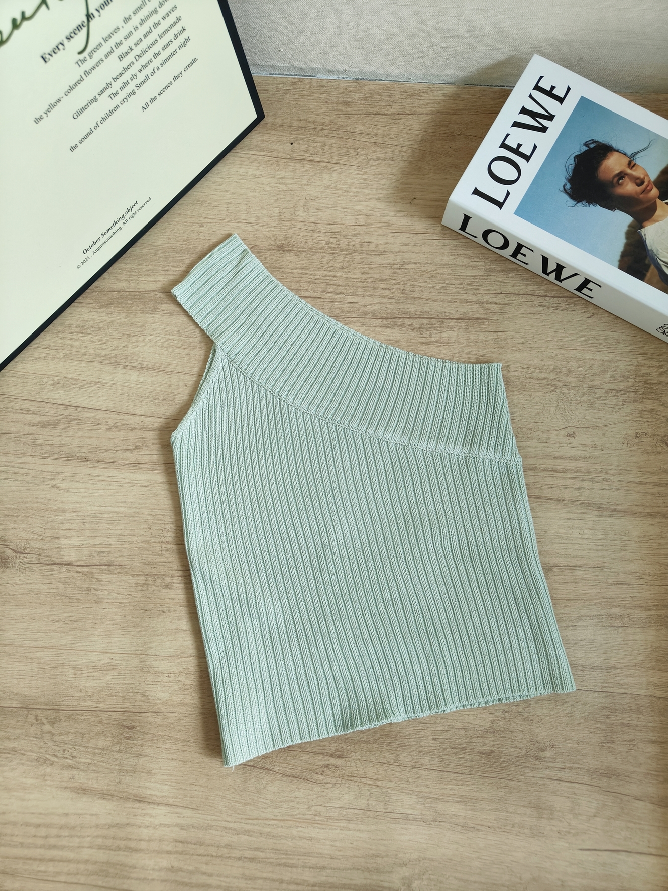 Spicy Girl Off-Shoulder Stretch Knit Tank Top 辣妹斜肩弹力针织背心* 9 Colors