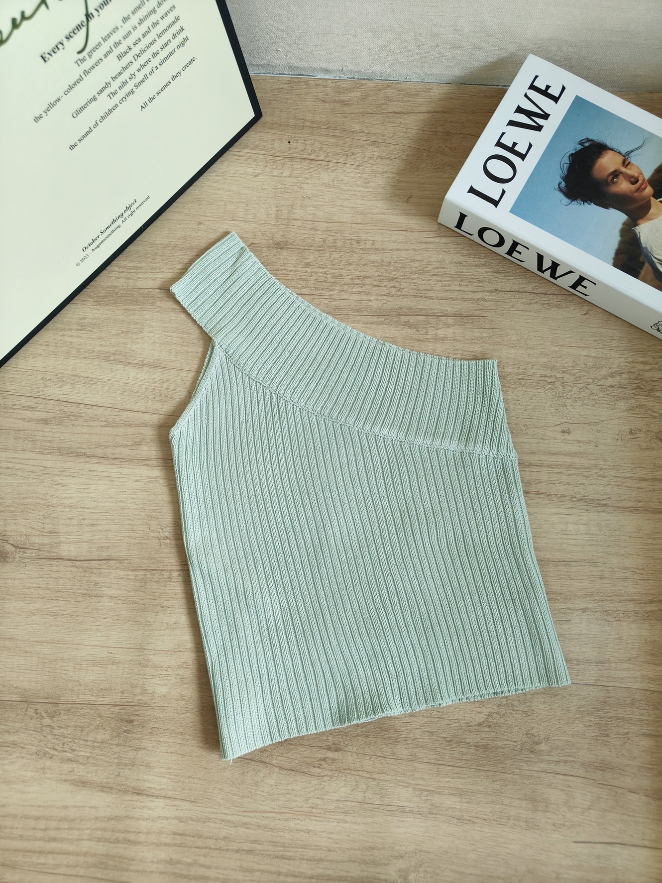 Spicy Girl Off-Shoulder Stretch Knit Tank Top 辣妹斜肩弹力针织背心* 9 Colors