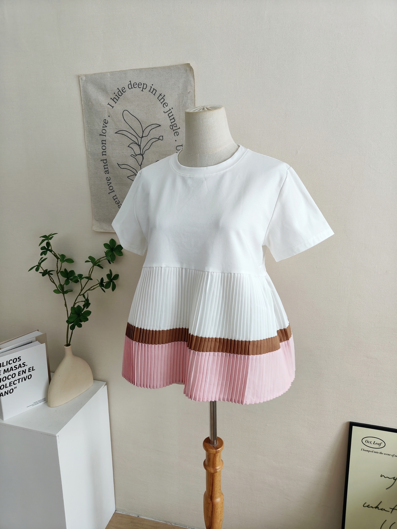 Colorblock Pleated Top 撞色百褶上衣*7 Colors