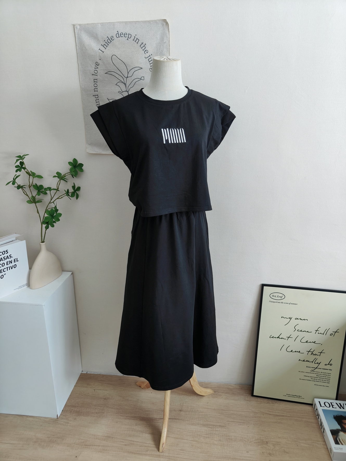 Polo Letter Top & Slit Skirt Set Polo 字母上衣+开叉裙套装*4 Colors