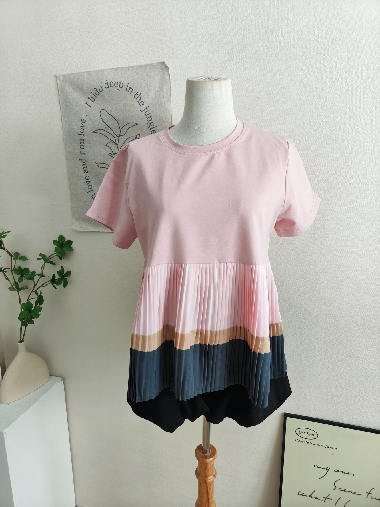 Colorblock Pleated Top 撞色百褶上衣*7 Colors