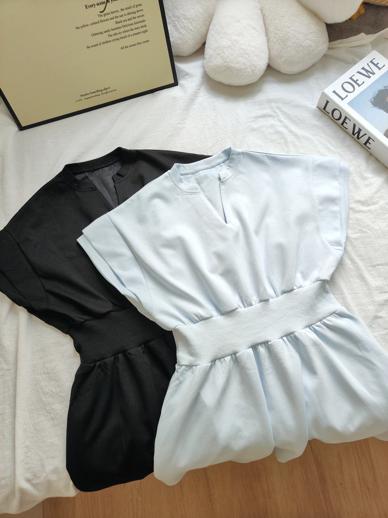 V-Neck Waist-Cinched Dress V领收腰连身裙*5 Colors