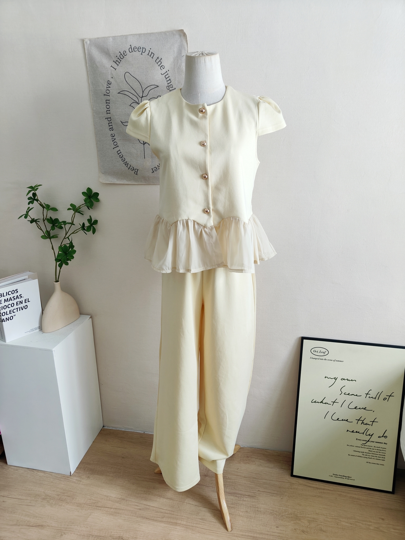 Elegant Ruffle Wide-Leg Pants Set 气质荷叶边阔腿裤套装*4 Colors