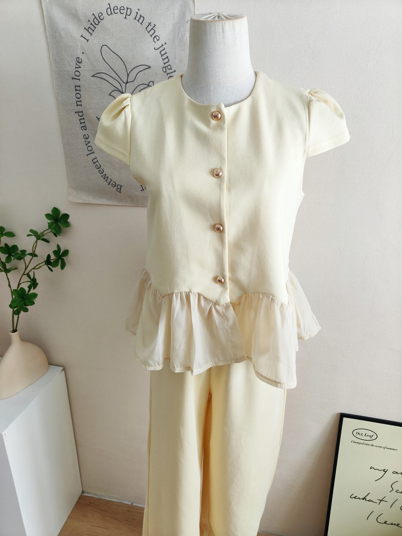 Elegant Ruffle Wide-Leg Pants Set 气质荷叶边阔腿裤套装*4 Colors