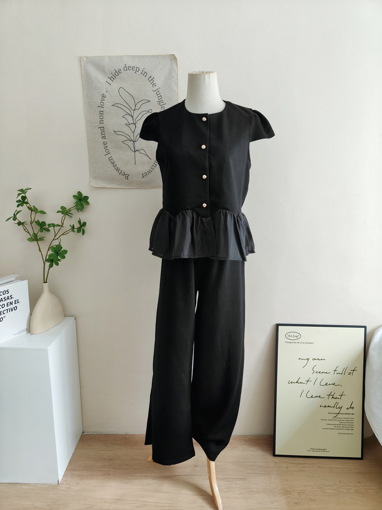 Elegant Ruffle Wide-Leg Pants Set 气质荷叶边阔腿裤套装*4 Colors