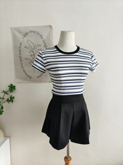 RINA Contrast Stripe Tee 韩系撞色条纹T恤*3 Colors
