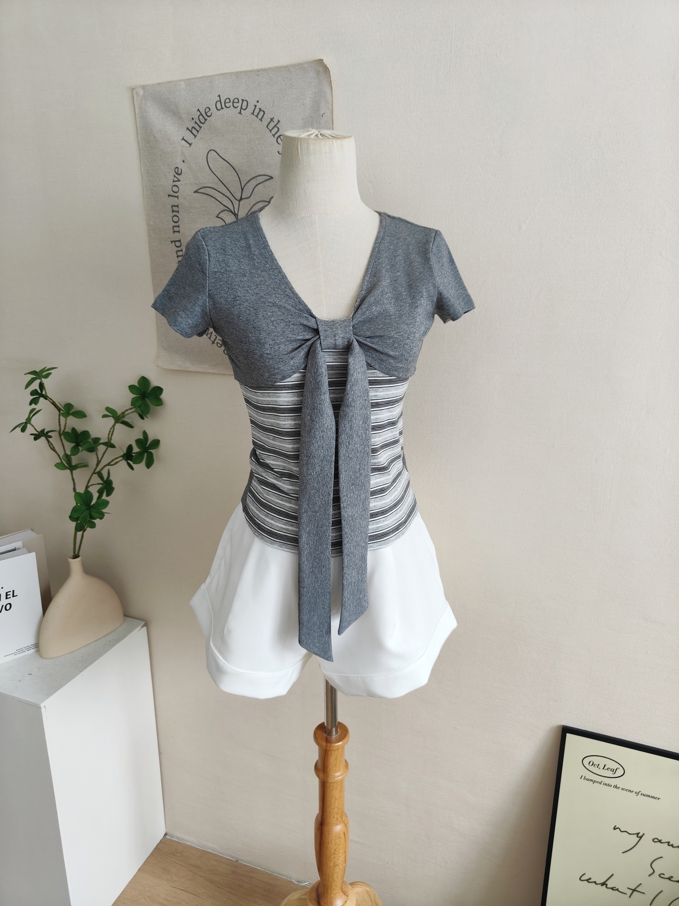 RINA Bow Layered T-Shirt 蝴蝶结假两件T恤*3 Colors