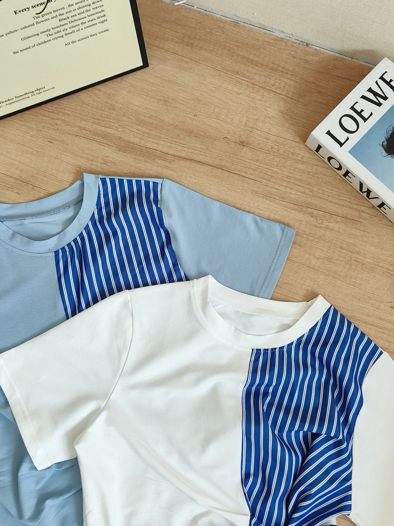 Blue Striped Bow Tie Waist Top蓝白条纹拼接蝴蝶结收腰上衣*5 Colors