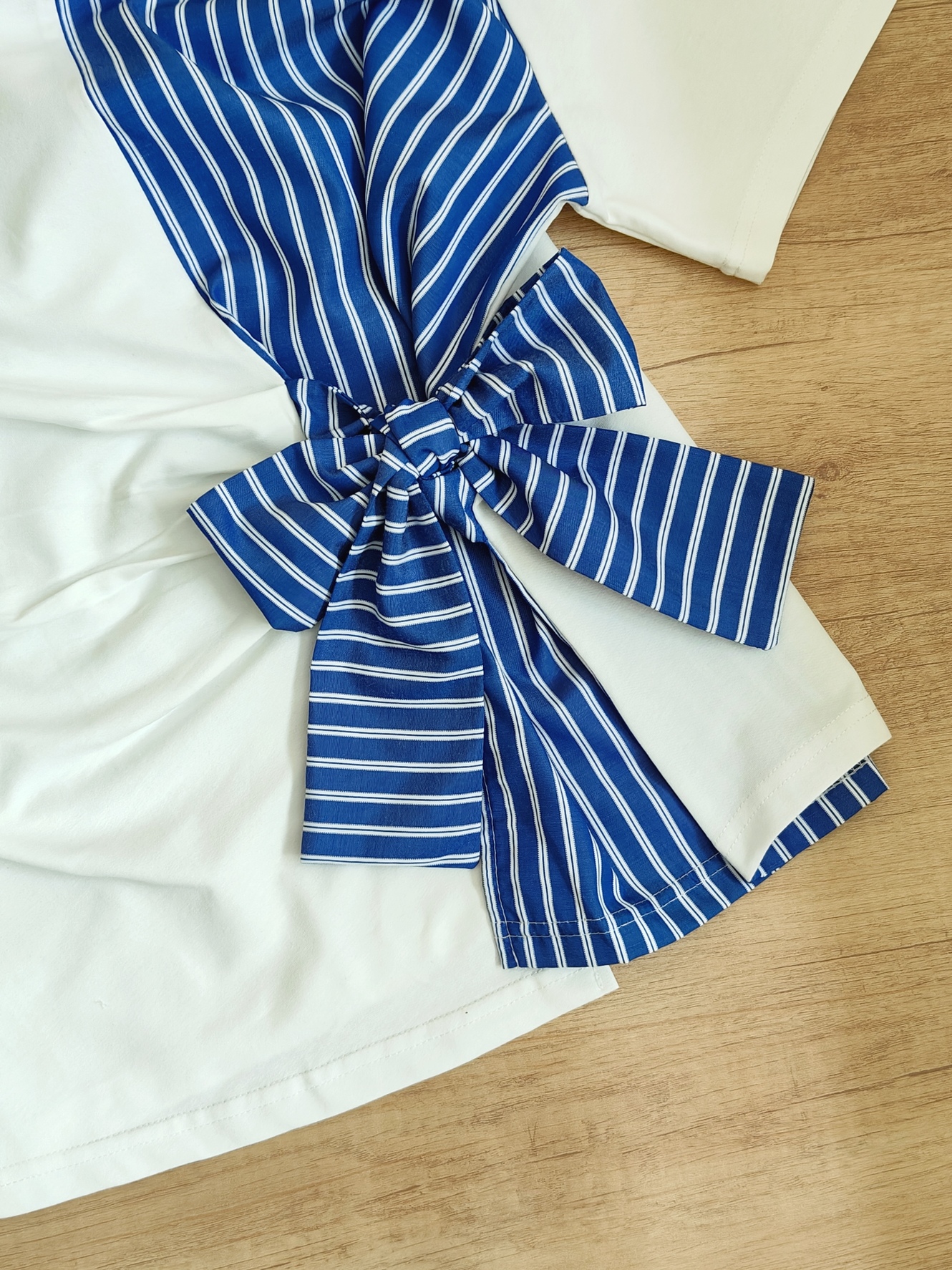 Blue Striped Bow Tie Waist Top蓝白条纹拼接蝴蝶结收腰上衣*5 Colors