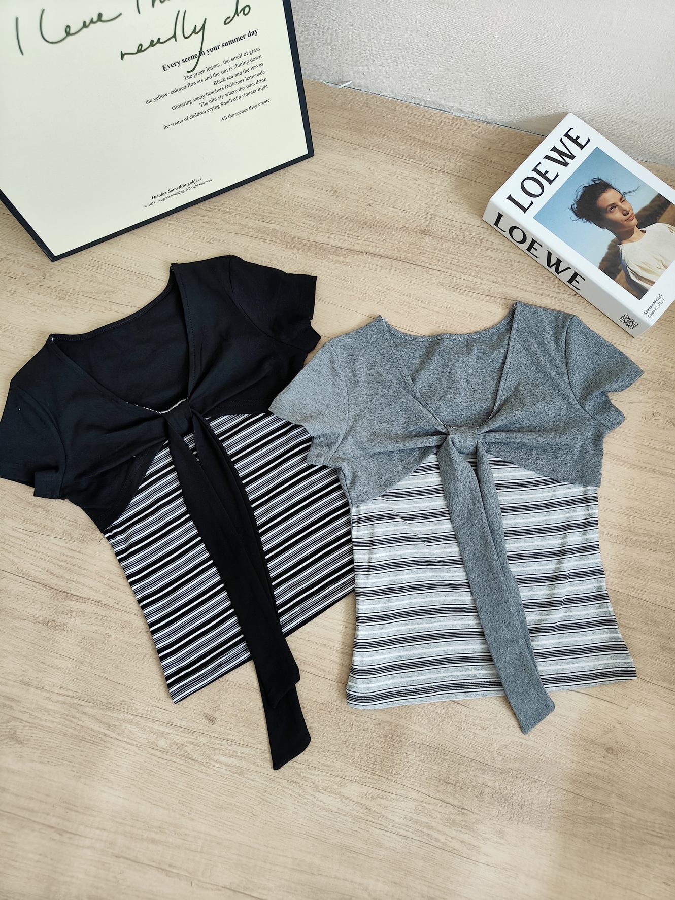 RINA Bow Layered T-Shirt 蝴蝶结假两件T恤*3 Colors