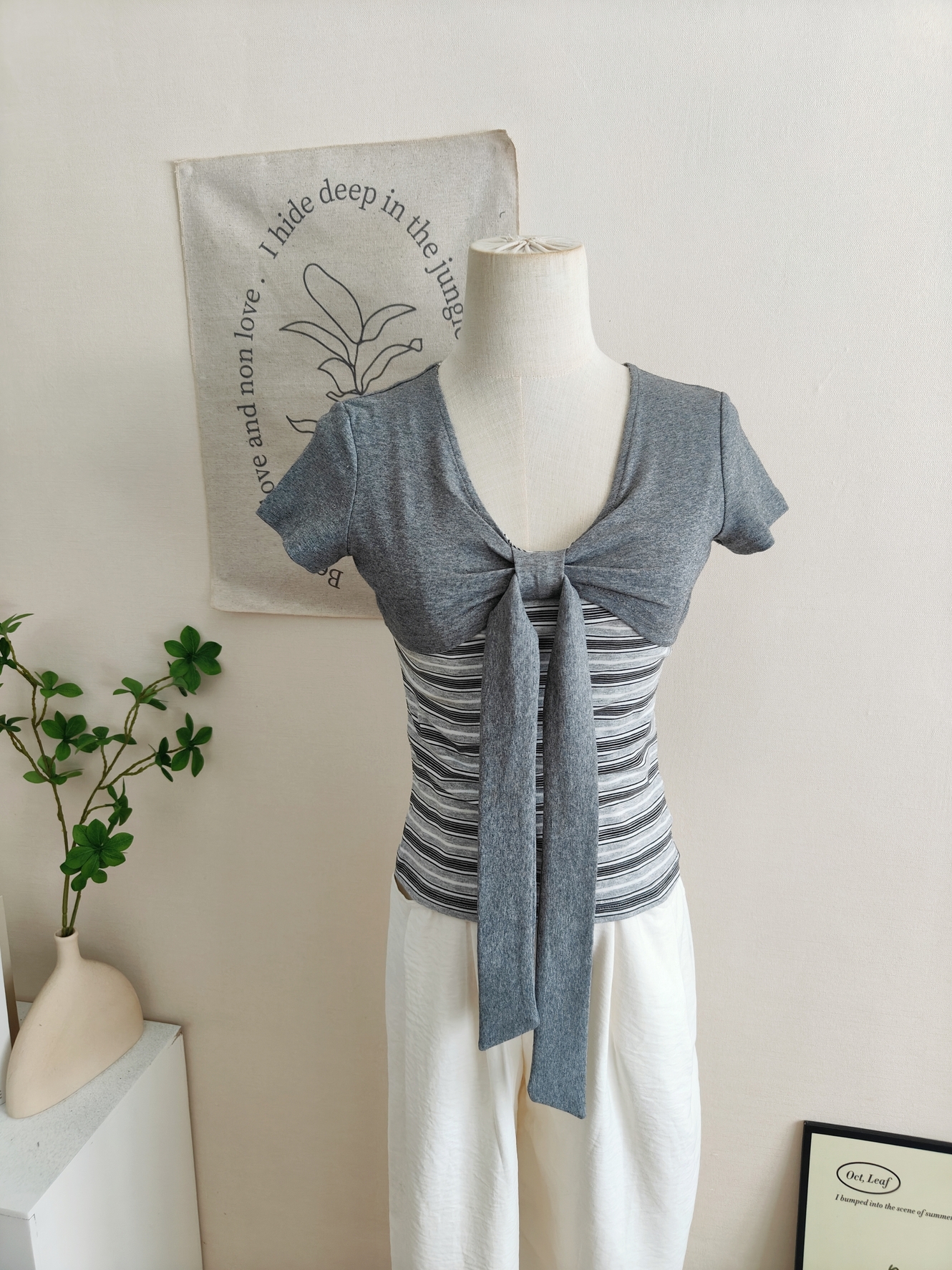 RINA Bow Layered T-Shirt 蝴蝶结假两件T恤*3 Colors