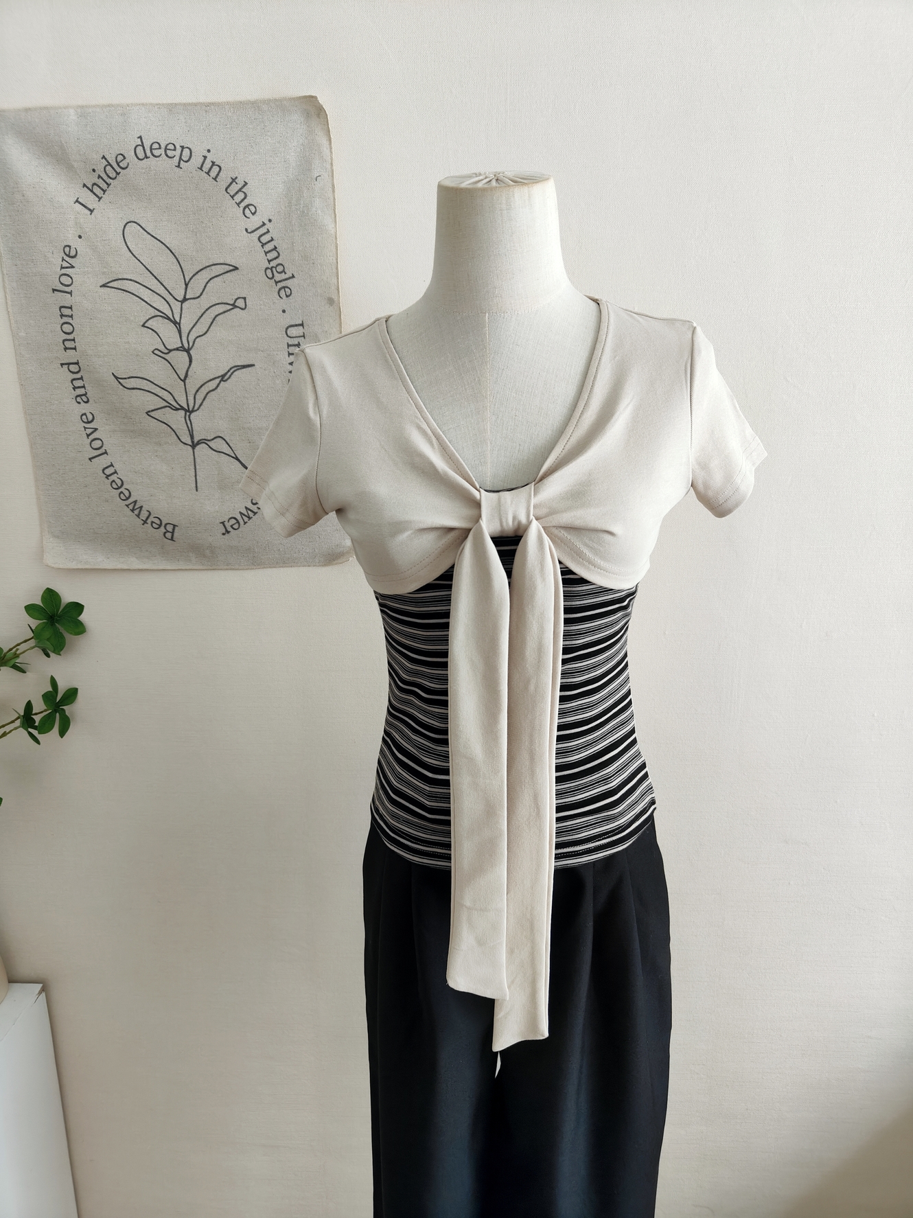 RINA Bow Layered T-Shirt 蝴蝶结假两件T恤*3 Colors