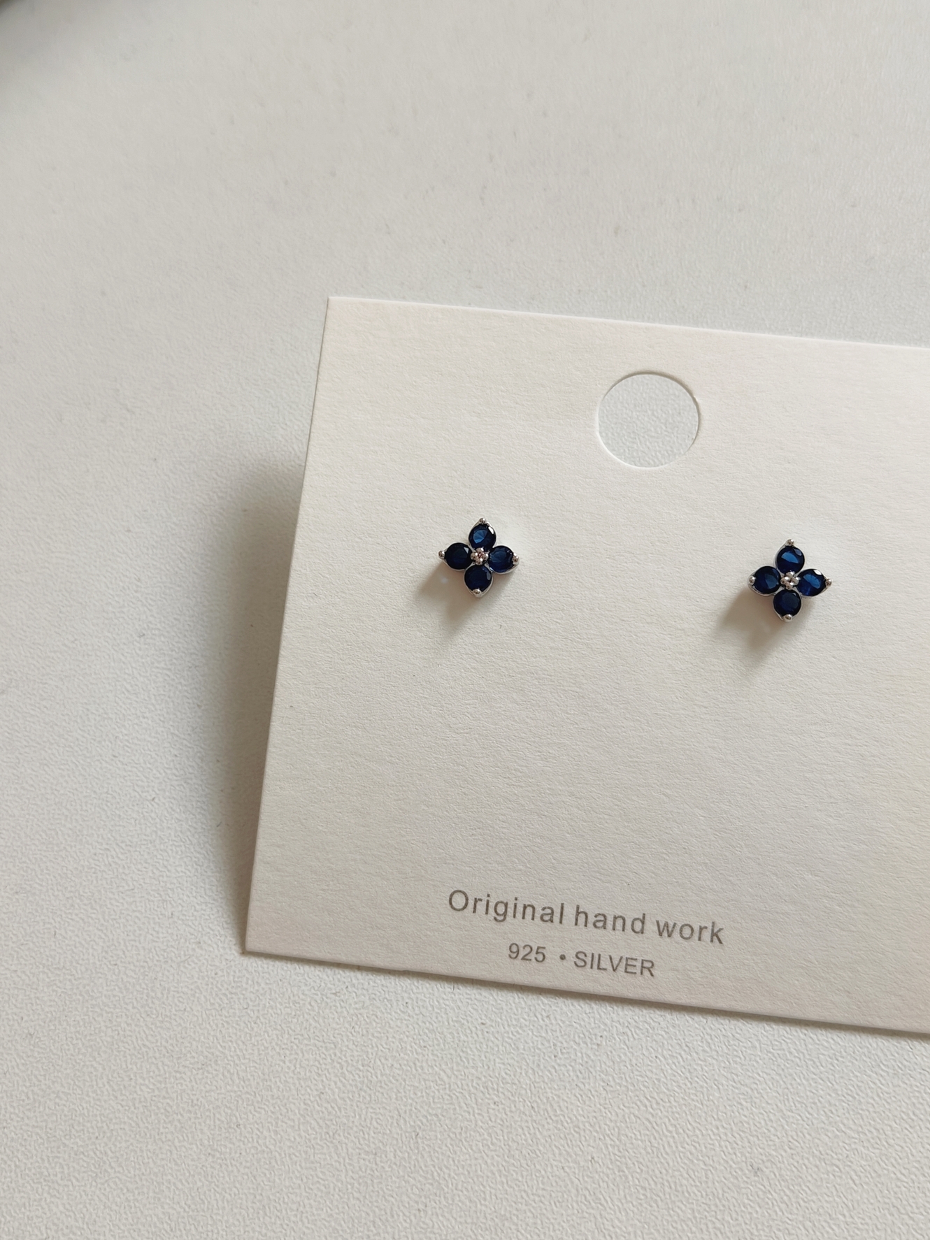 Blue Zircon Flower Earrings 锆石蓝色花朵耳环