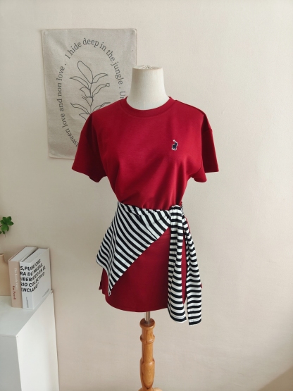 RINA Tee & Skort Set with Shoulder Wrap 简约百搭T恤+短款裤裙✦送条纹披肩*4 Colors