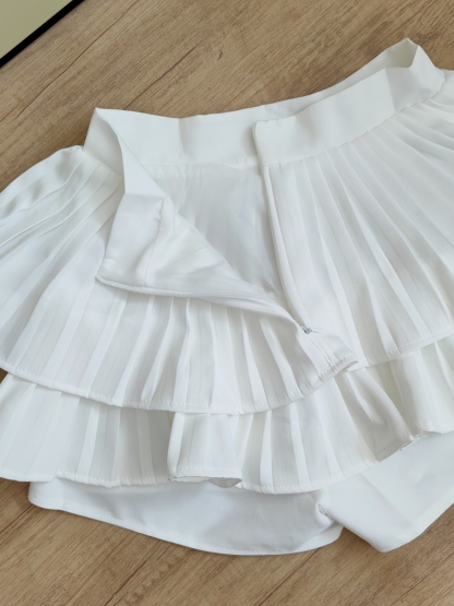 [套装] 刺绣中式上衣+百褶裙两件套 Chinese Knot Top & Pleated Skirt Set