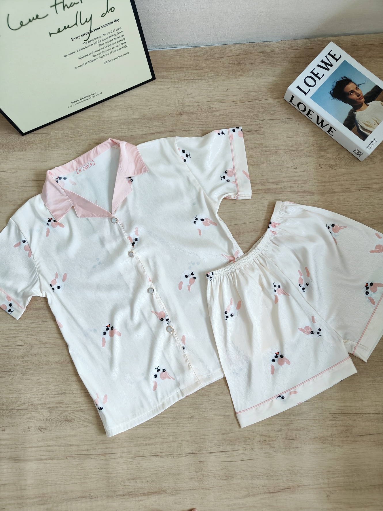 Puppy Print Ice Silk Pajama Set 狗狗印花冰丝睡衣套装