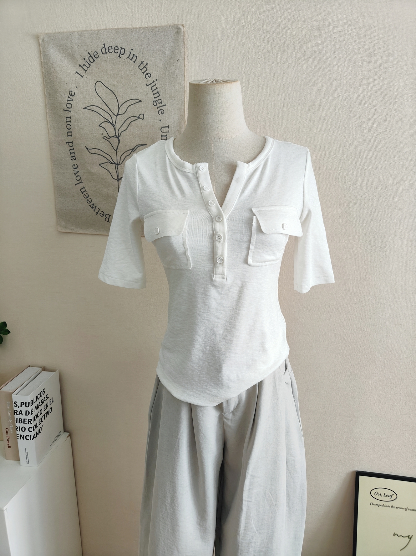 EVERYDAY Henley Half-Sleeve Tee 半开亨利领中袖T恤*10 Colors