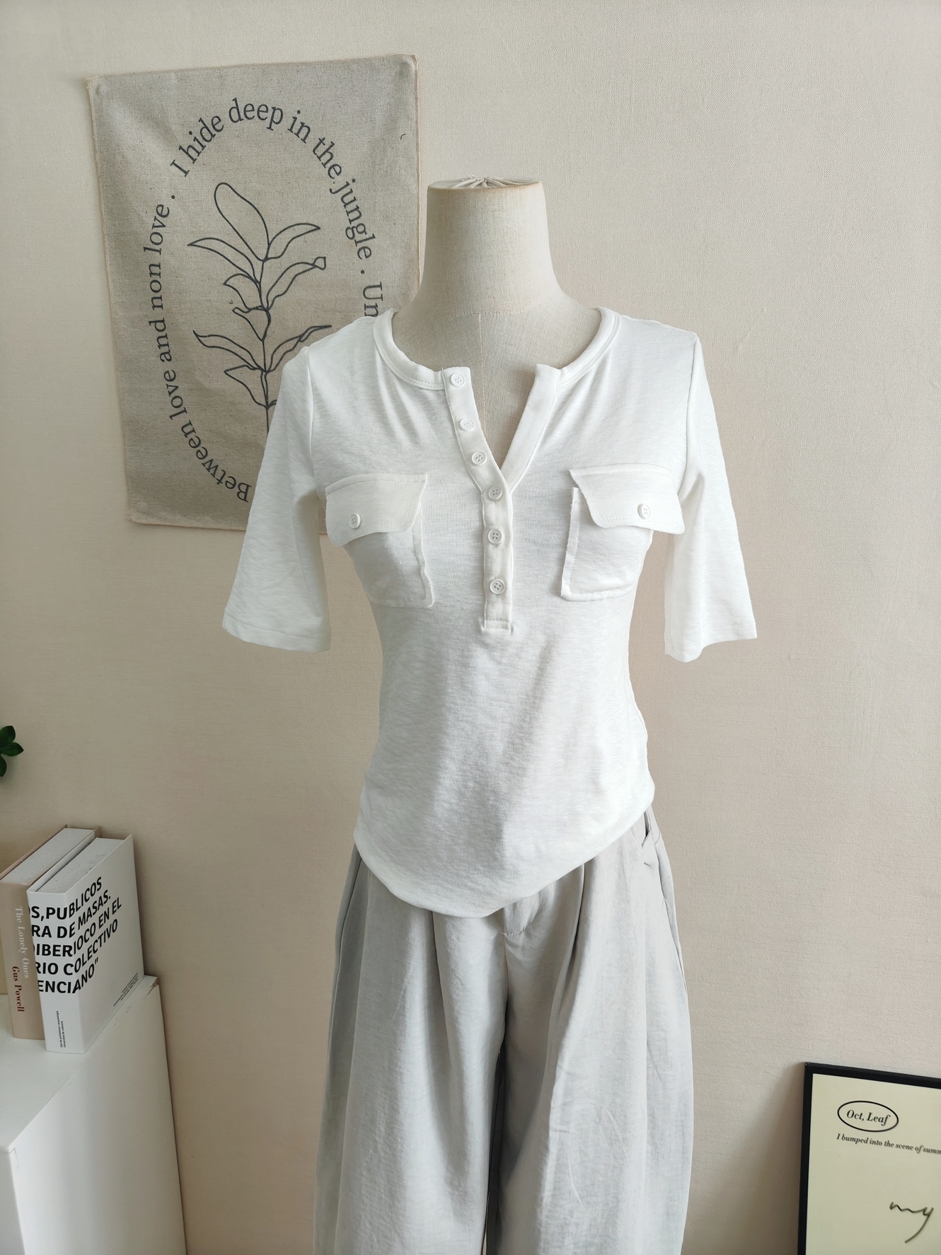EVERYDAY Henley Half-Sleeve Tee 半开亨利领中袖T恤*10 Colors