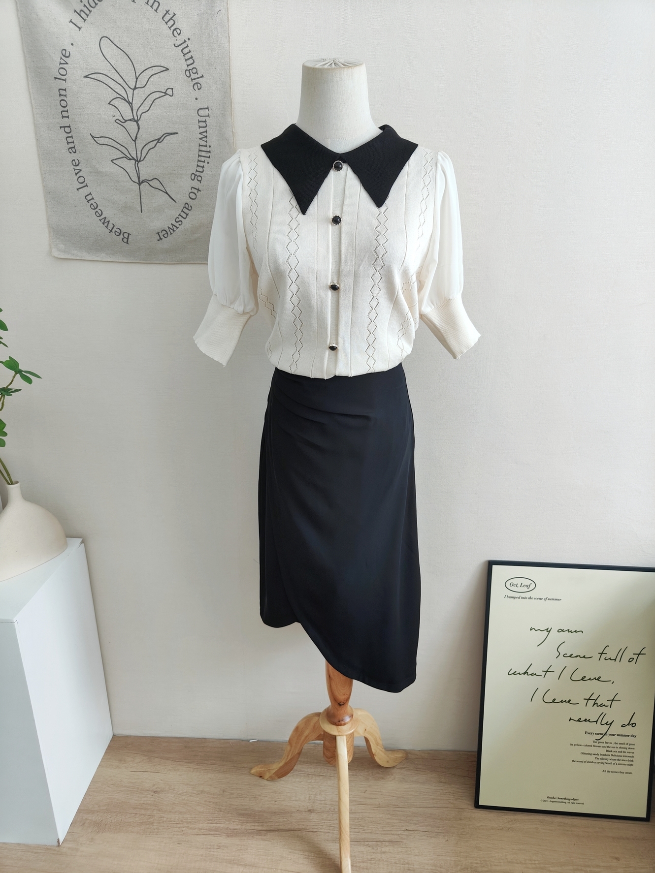 SIGNATURE Asymmetrical Skirt 黑色不规则褶皱半身裙