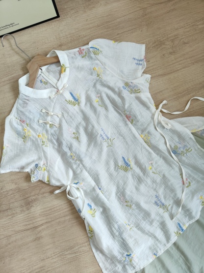 VELVÉ Embroidered Top & Slip Dress Set【云袖花影】新中式刺绣上衣+吊带裙两件套* 2 Colors