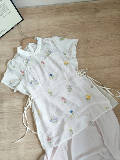 VELVÉ Embroidered Top & Slip Dress Set【云袖花影】新中式刺绣上衣+吊带裙两件套* 2 Colors