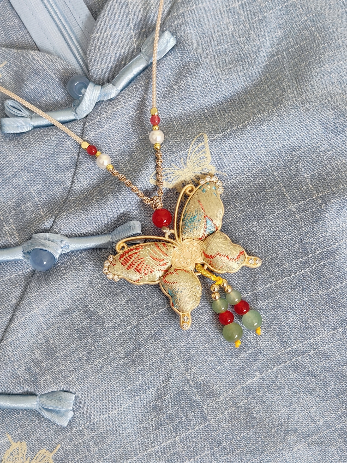 Butterfly Lariat Necklace 宋锦蝴蝶长款项链*4 Colors
