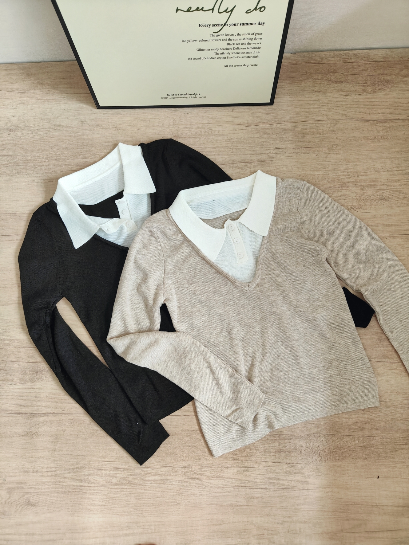 PARVÉ Contrast Collar Knit Top 高智份子！假两件老钱翻领撞色针织上衣* 3 Colors